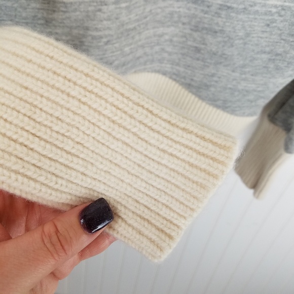 J. Crew Gray Sweatshirt Cream Sweater Tipped Shirt - Picture 5 of 7